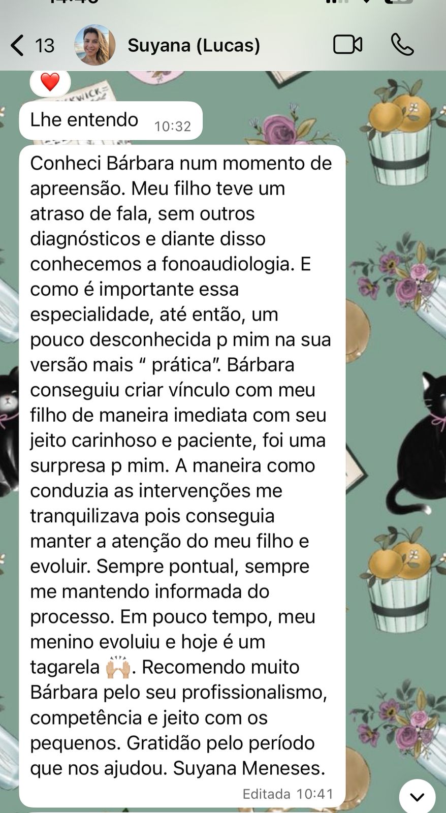 Depoimento de Suyana Meneses recomendando a fonoaudióloga Bárbara - Relata evolução do filho Lucas com atraso de fala